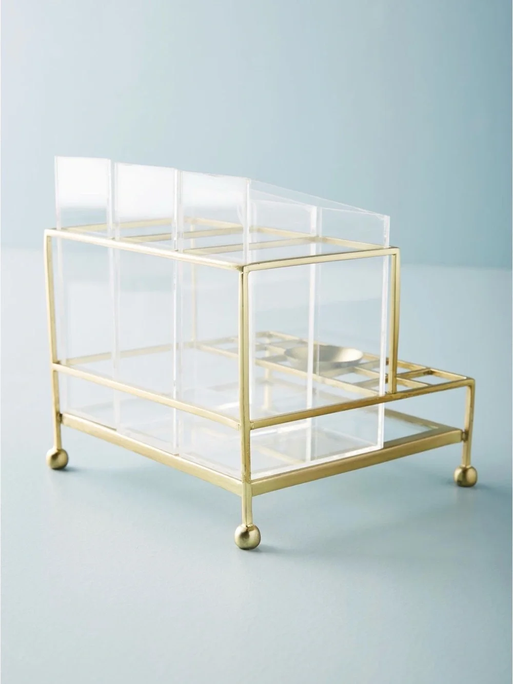 Anthropologie Gold and Clear Acrylic Makeup Caddy